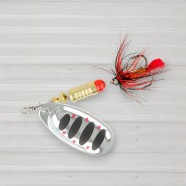 Блешня обертова ZEOX Dominator № 3, 6г, колір 008 Silver-Black Dot